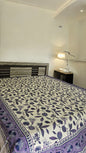 Purple Floral Double Bedsheet with 2 Pillow Cover