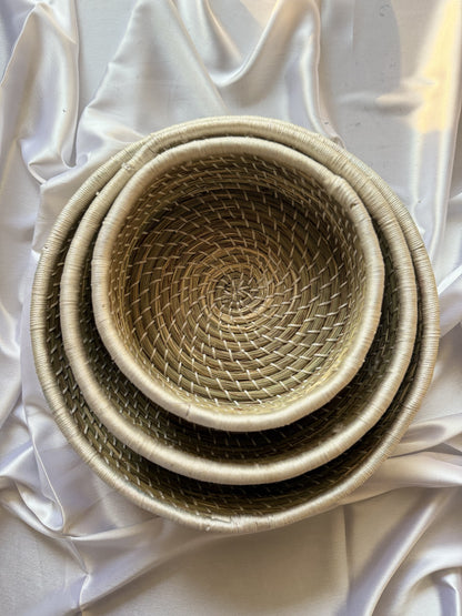 White Sabai Grass Handcrafted Organiser (Set of 3)