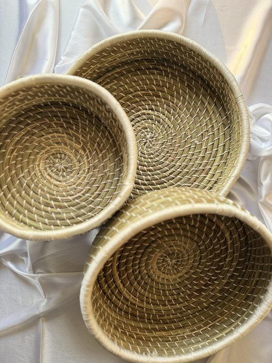 White Sabai Grass Handcrafted Organiser (Set of 3)