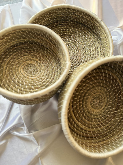 White Sabai Grass Handcrafted Organiser (Set of 3)