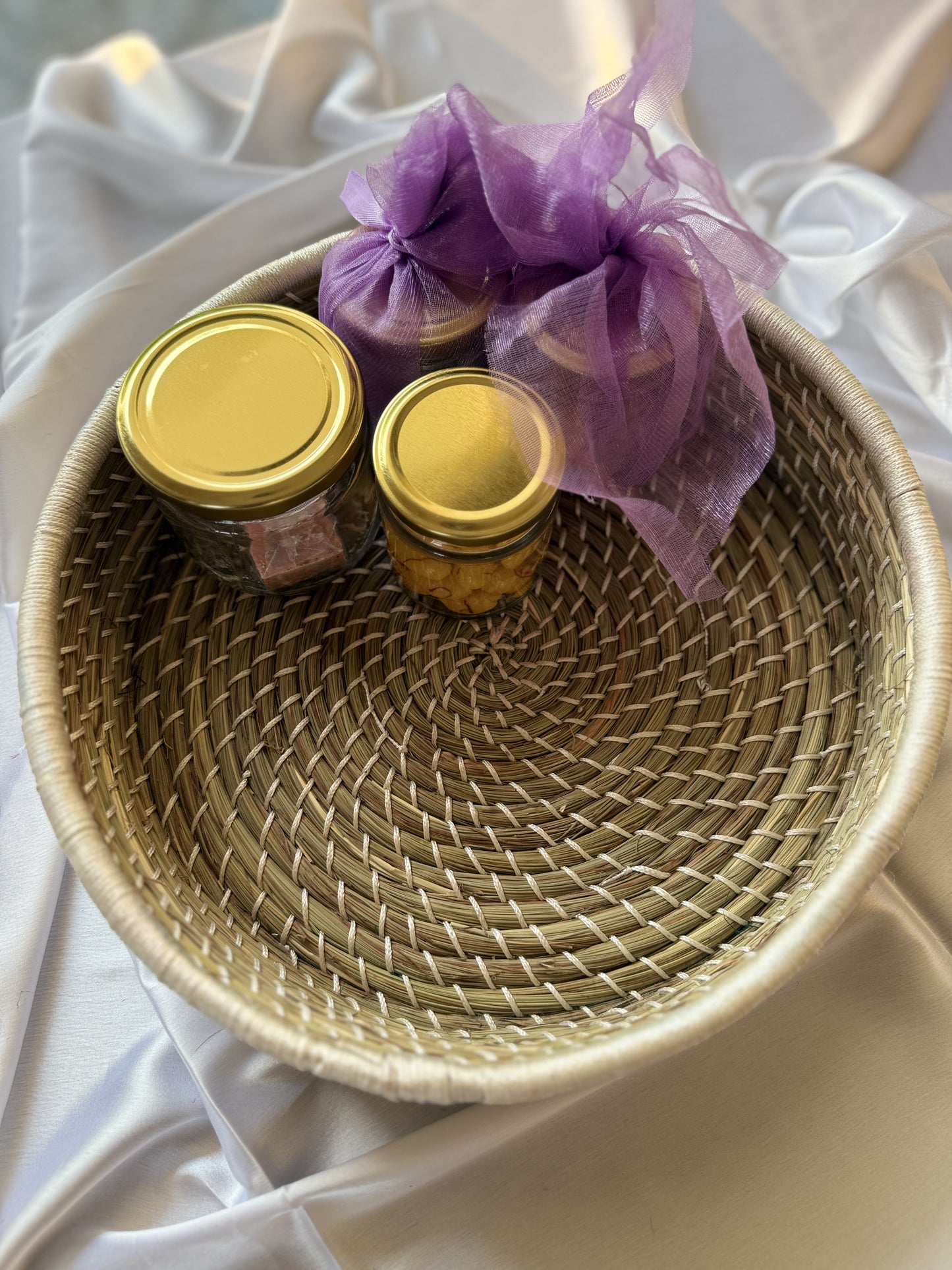 White Sabai Grass Handcrafted Organiser (Set of 3)