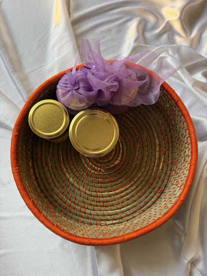 Medium Orange Hand-Crafted Sabai Grass Jute Organiser