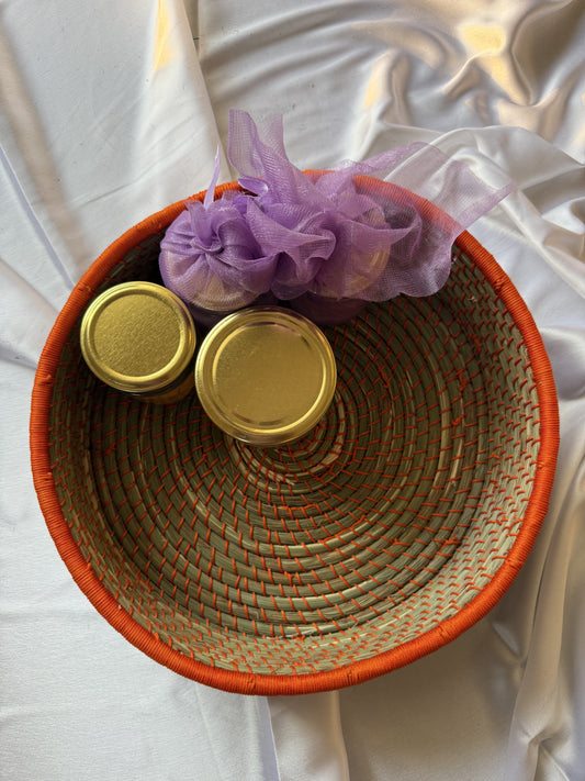 Small Orange Hand-Crafted Sabai Grass Jute Organiser