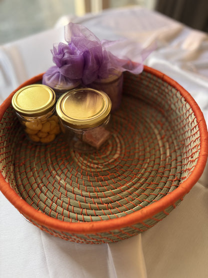Medium Orange Hand-Crafted Sabai Grass Jute Organiser