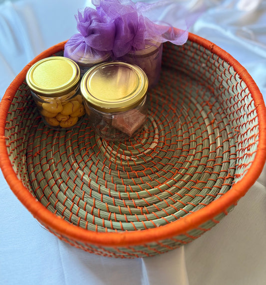 Large Orange Hand-Crafted Sabai Grass Jute Organiser