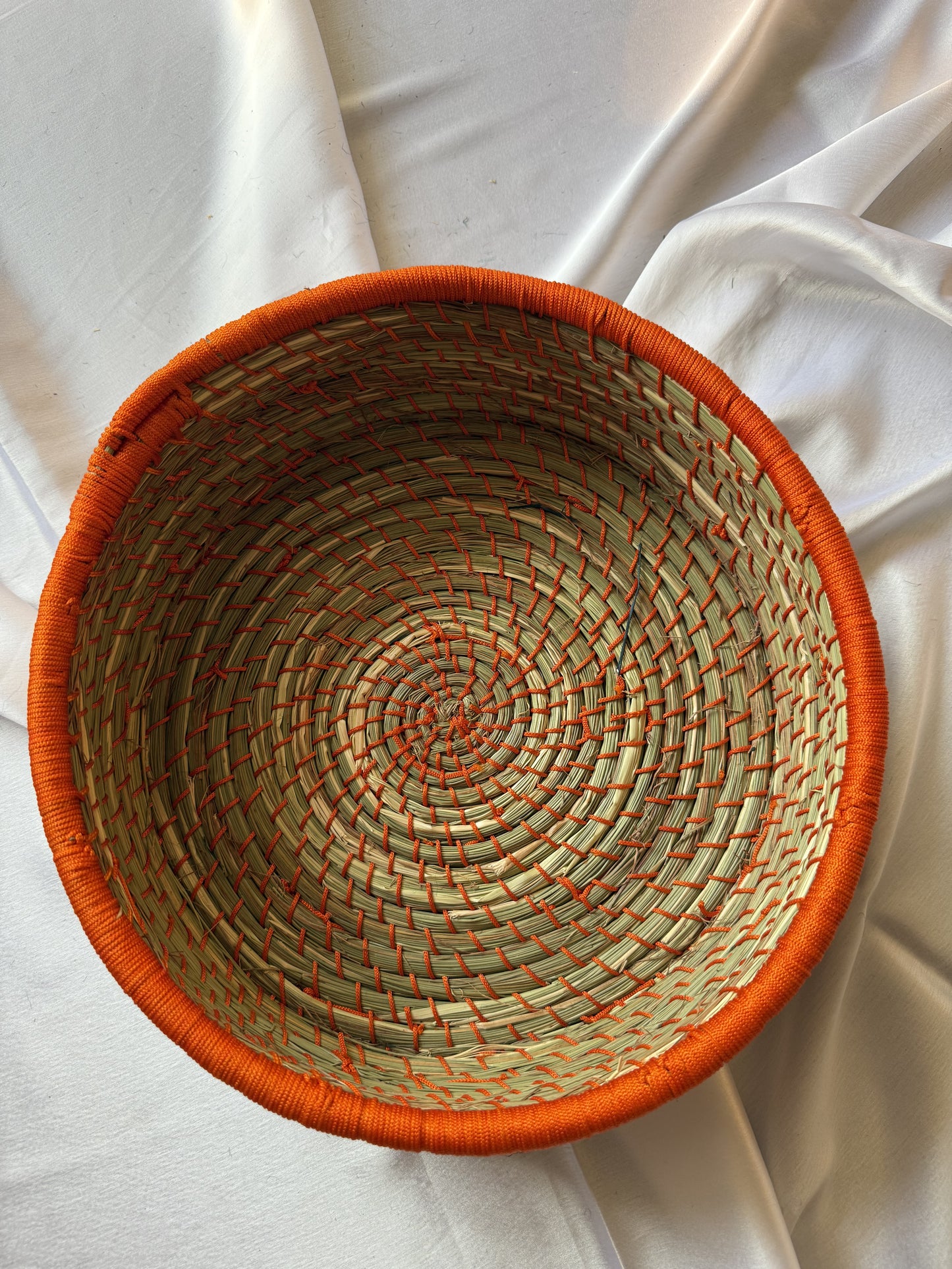 Medium Orange Hand-Crafted Sabai Grass Jute Organiser