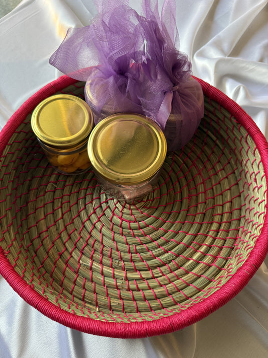 Medium Pink Hand-Crafted Sabai Grass Jute Organiser