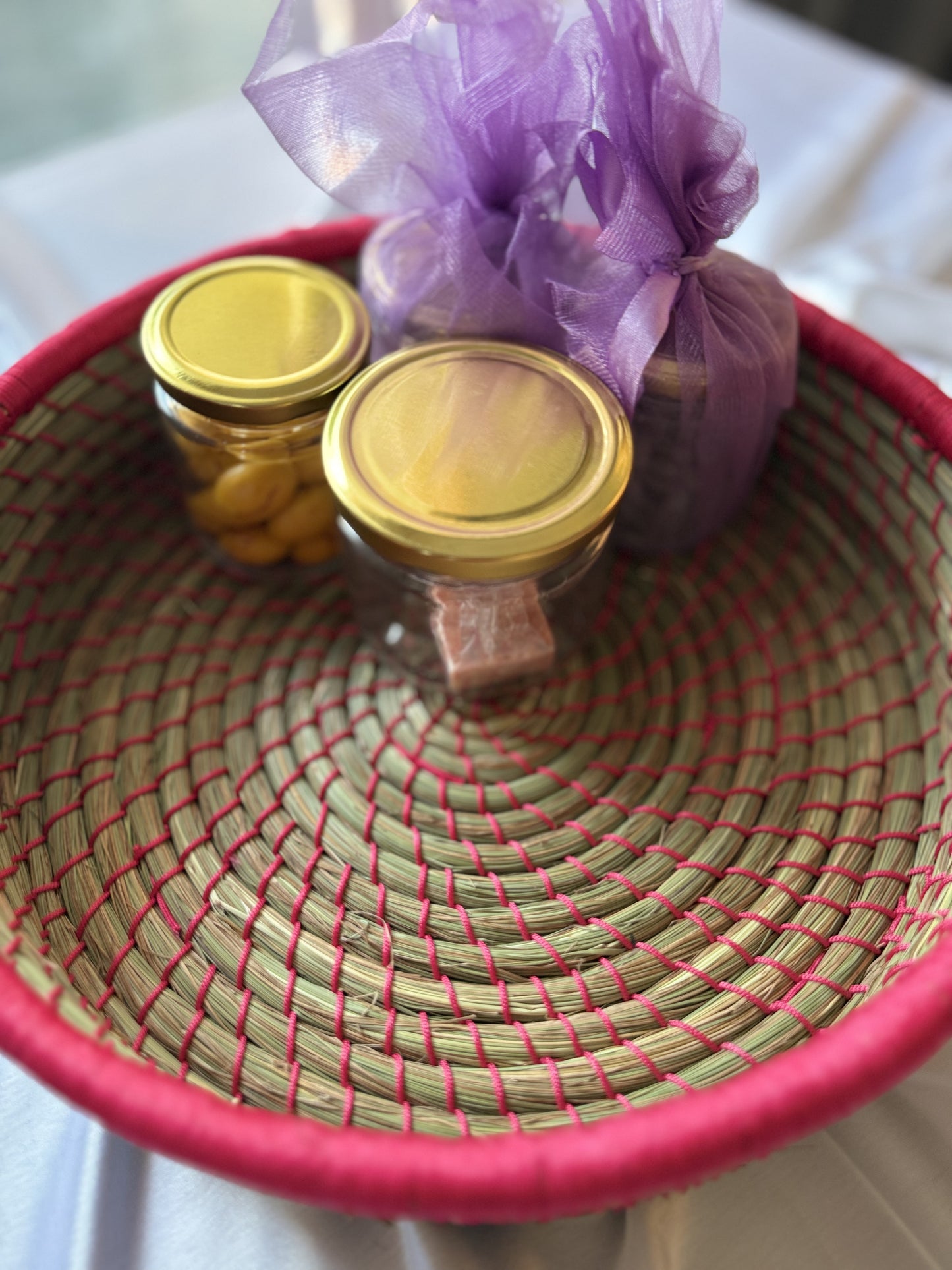 Pink Hand-Crafted Sabai Grass Jute Organiser (Set of 3)