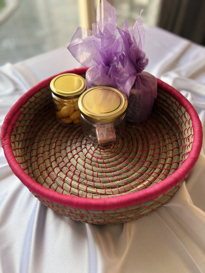 Pink Hand-Crafted Sabai Grass Jute Organiser (Set of 3)
