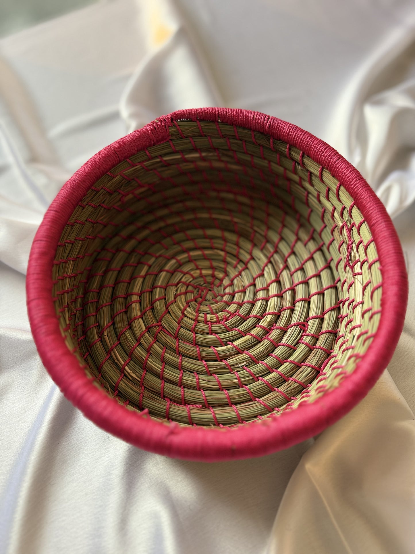Pink Hand-Crafted Sabai Grass Jute Organiser (Set of 3)