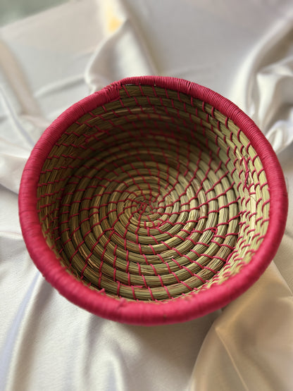 Pink Hand-Crafted Sabai Grass Jute Organiser (Set of 3)