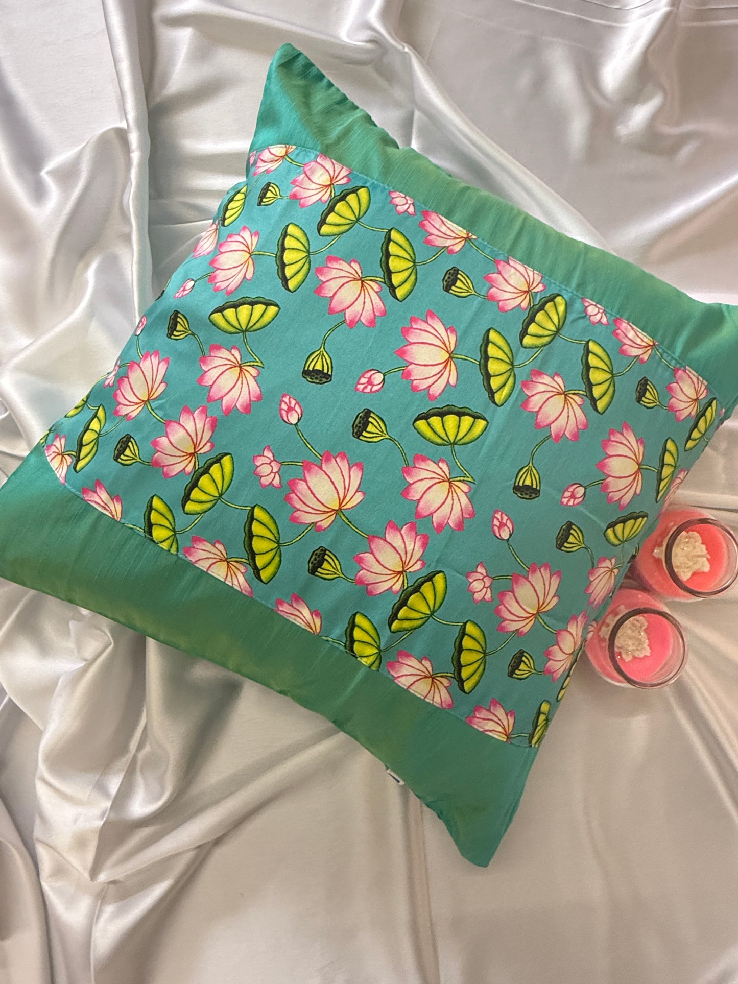 Luxury Green Silk Cushion Cover – Festive Decorative Home Decor for Elegant Living Spaces