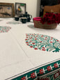 Floral White Red Cotton Handblock Table Cover – 60x90 Inches for 6-Seater Dining Tables