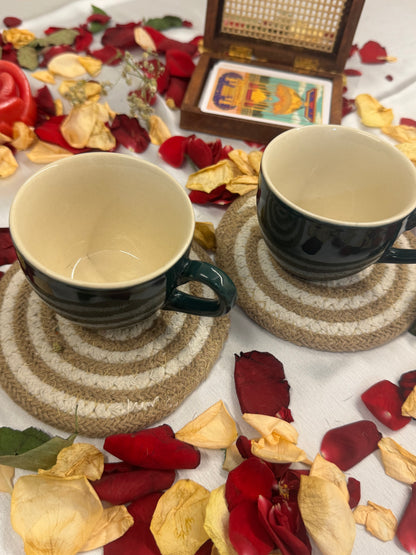 Spiral White Jute  Festive Coasters Set of 4
