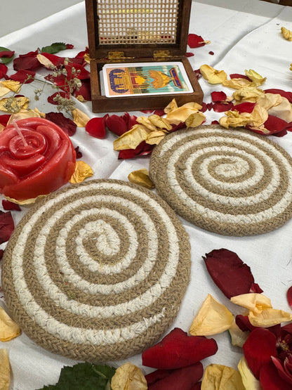 Spiral Jute Decorative  Coasters Set of 4
