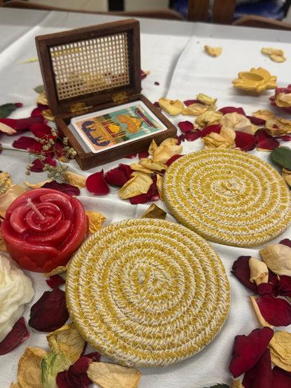 Round Decorative  Jute Coaster for Dining Set of Four