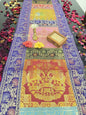 Purple Banarasi Silk Patchwork Table Runner – Luxurious Brocade & Art Silk Décor for Elegant Spaces