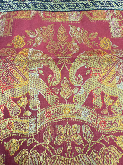 Purple Banarasi Silk Patchwork Table Runner – Luxurious Brocade & Art Silk Décor for Elegant Spaces
