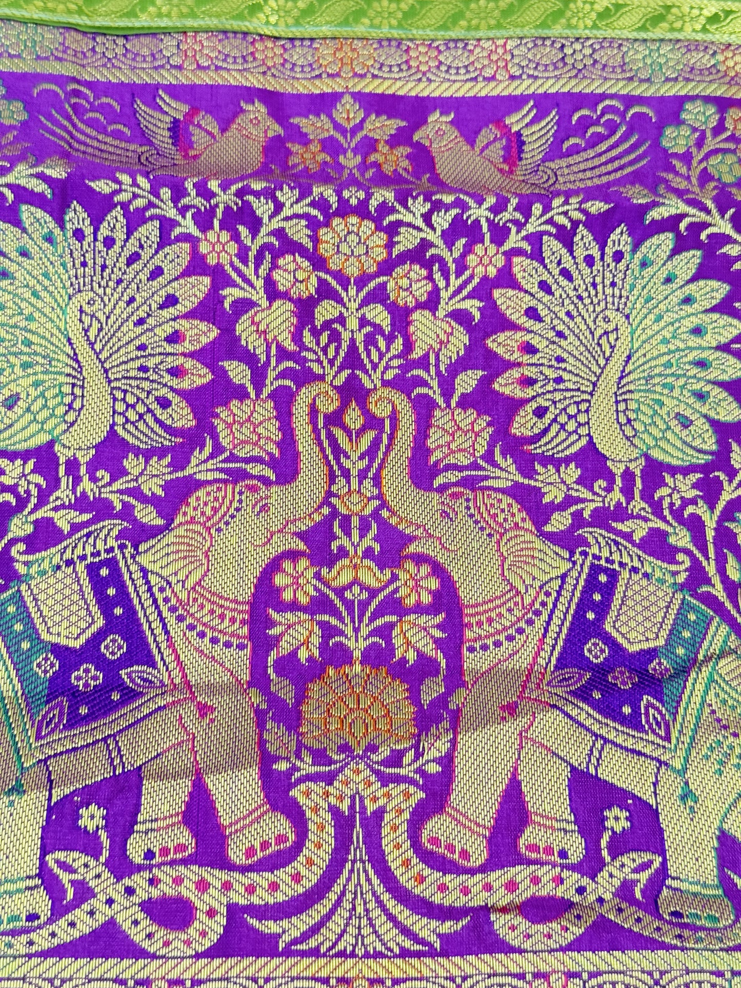 Blue Banarasi Silk Patchwork Table Runner – Luxurious Brocade & Art Silk Table Décor for Elegant Interiors