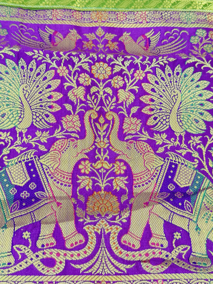 Blue Banarasi Silk Patchwork Table Runner – Luxurious Brocade & Art Silk Table Décor for Elegant Interiors
