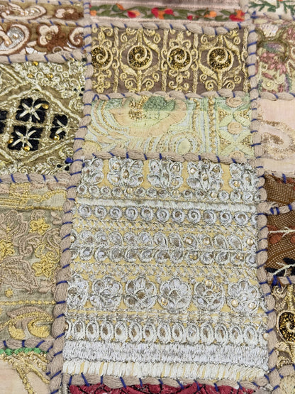 Beige Kambadiya Patchwork Rajasthani Table Runner