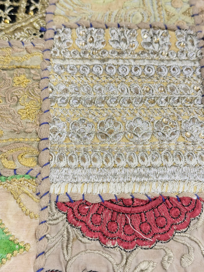 Beige Kambadiya Patchwork Rajasthani Table Runner
