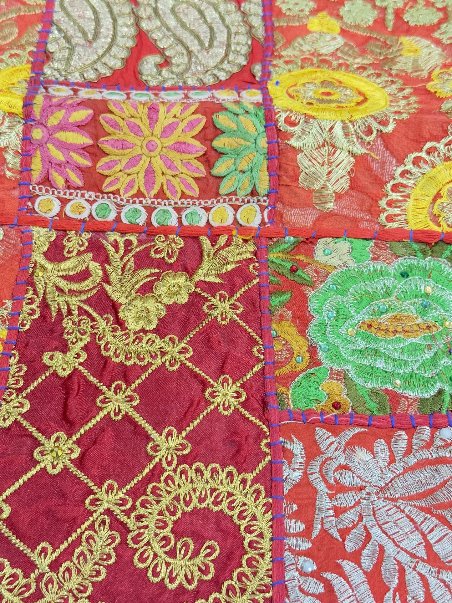 Red Kambadiya Patchwork Rajasthani Runner