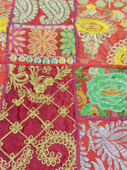 Red Kambadiya Patchwork Rajasthani Runner