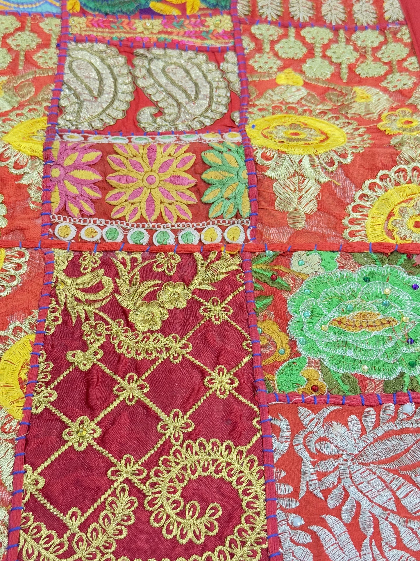 Red Kambadiya Patchwork Rajasthani Runner