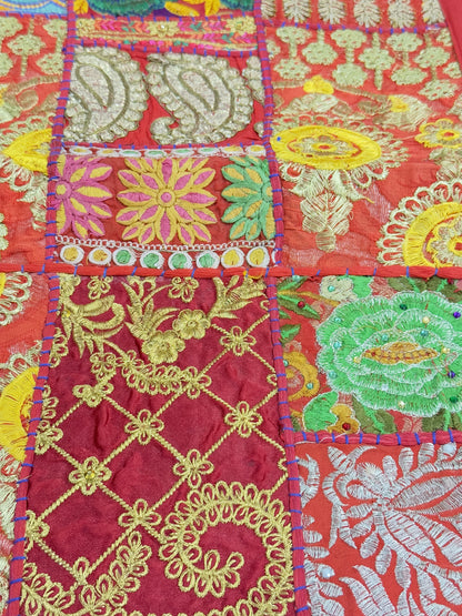 Red Kambadiya Patchwork Rajasthani Runner