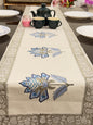 Blue Flower Pure Cotton Rajasthani Handblock  Table Runner