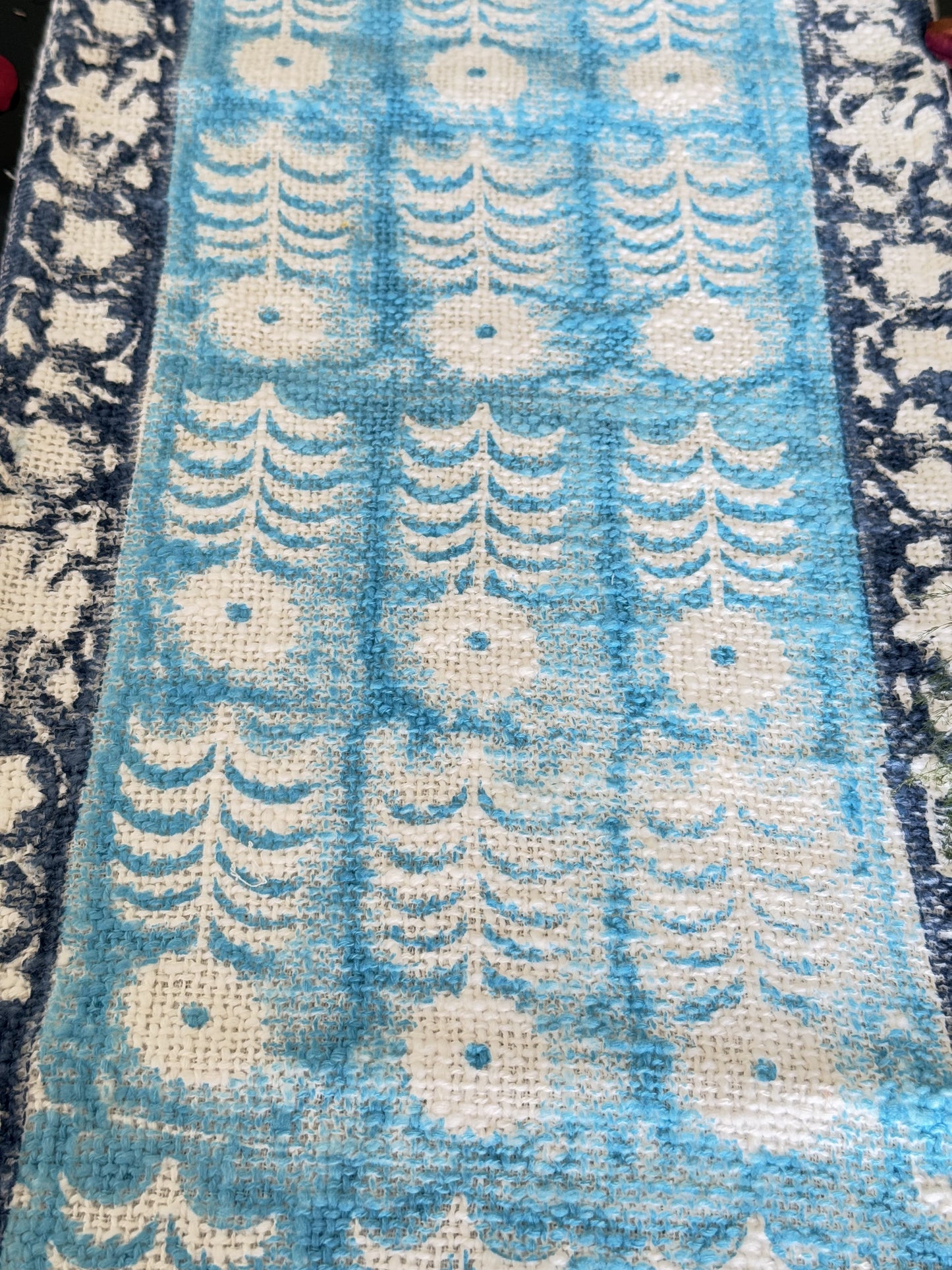 Indigo Blue Handblock Premium Jute Table Runner