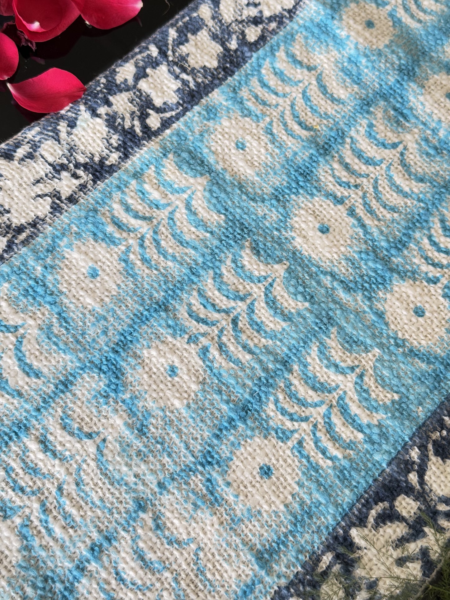 Indigo Blue Handblock Premium Jute Table Runner