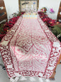 Red Bordered Pink Center Premium Jute Table Runner .