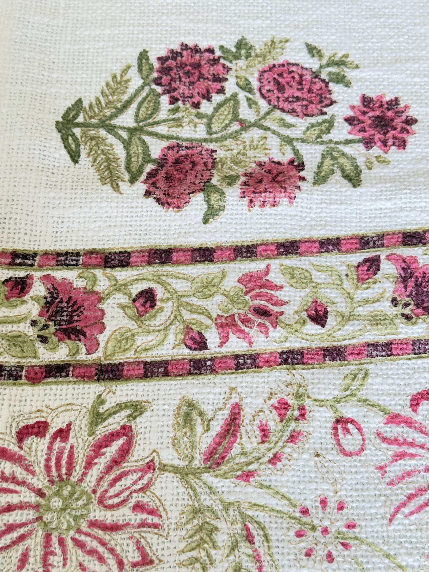 Red Floral Handblock Premium Jute Table Runner
