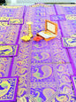 Purple Peacock Silk Banarasi Table Runner and Mats with Coaster Set of 6