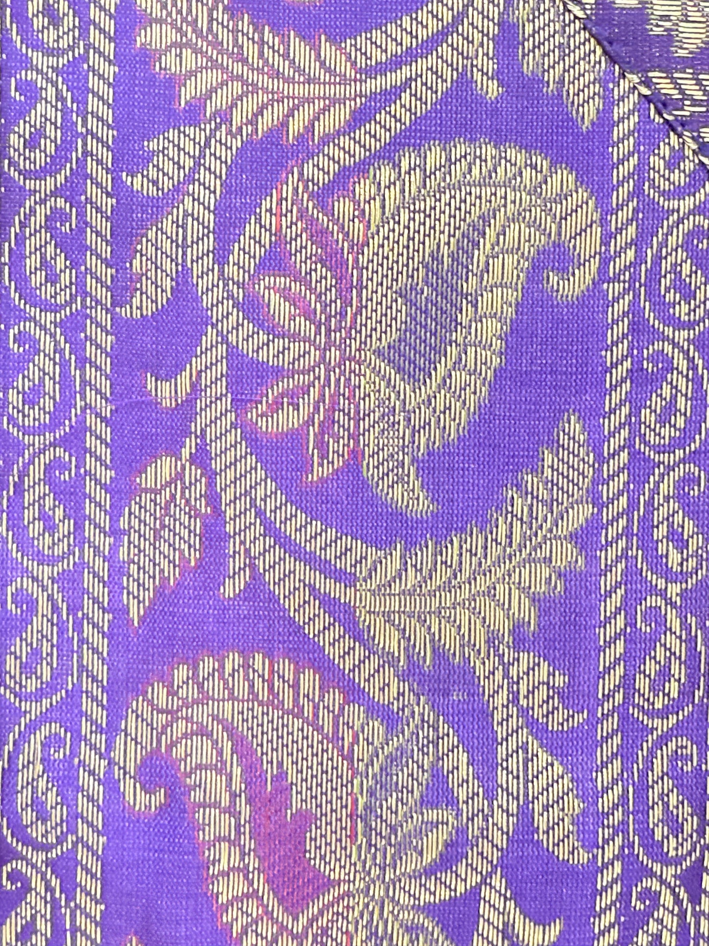 Purple Peacock Silk Banarasi Table Runner and Mats with Coaster Set of 6