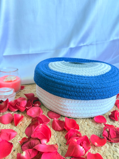 Evil Eye White and Blue Table Organizer – Stylish Desk Organizer for Home & Dressing Table