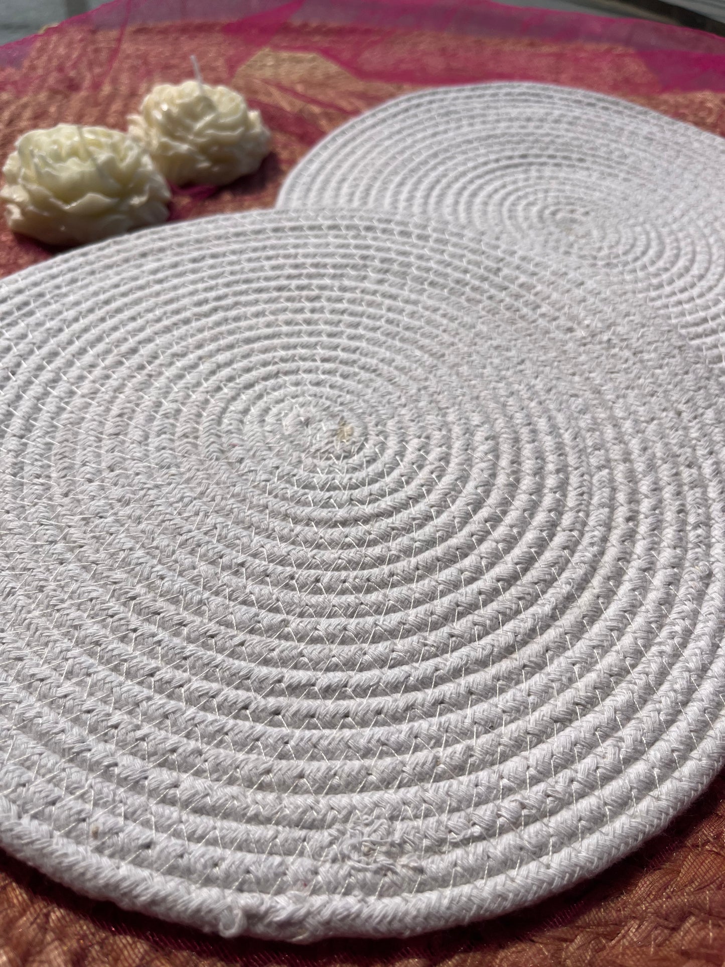 Pure White Jute Table Placemat (Set of 2)- Eco-Friendly and Stylish