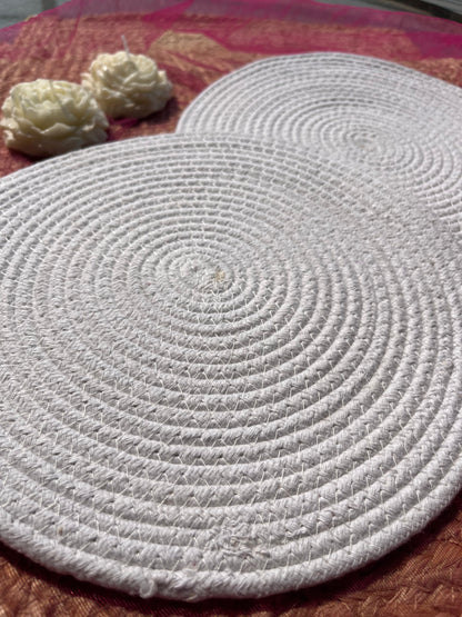 Pure White Jute Table Placemat (Set of 2)- Eco-Friendly and Stylish