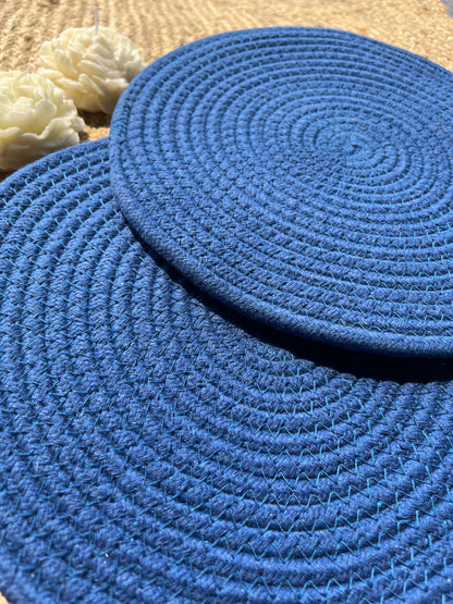 Royal Blue Jute Table Placemat (Pack of 2)- Eco-Friendly and Stylist