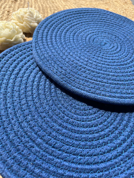Royal Blue Jute Table Placemat (Pack of 2)- Eco-Friendly and Stylist