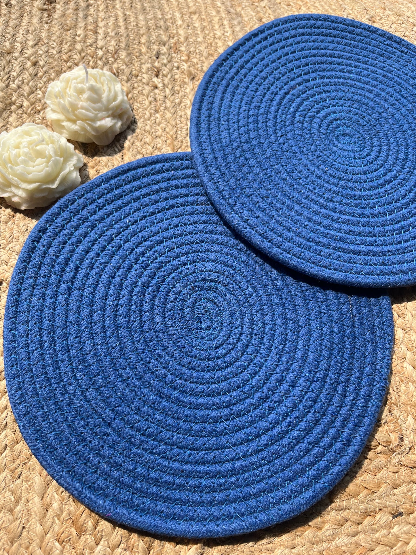 Royal Blue Jute Table Placemat (Pack of 2)- Eco-Friendly and Stylist