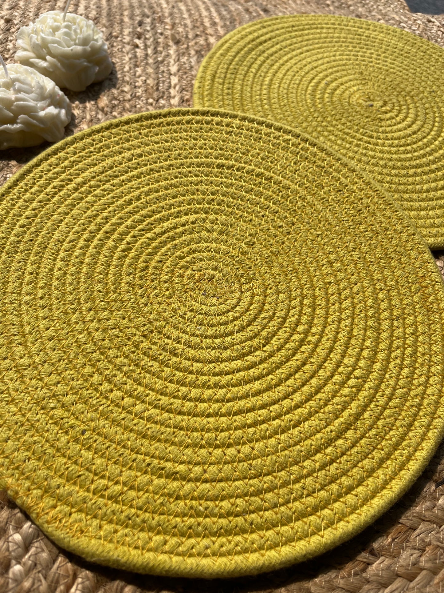 Lemon Yellow Jute Table Placemat (Pack Of 2)- Eco-Friendly and Stylish