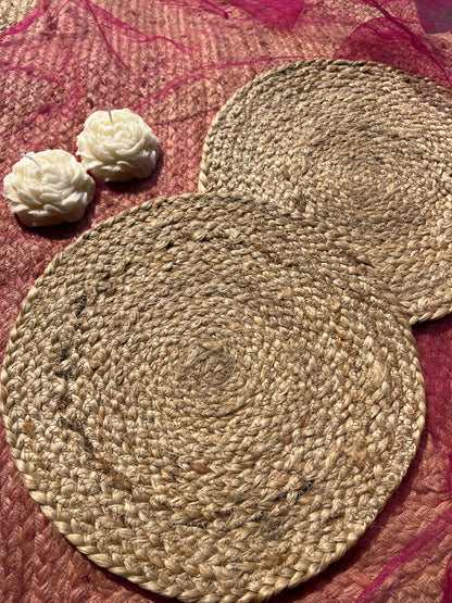 Rope Pattern Jute Placemat (Pack of 2)- Eco-Friendly and Stylish