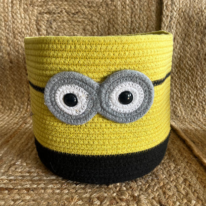 Minion Jute Round Basket Storage Organizer- Eco-Friendly and Washable