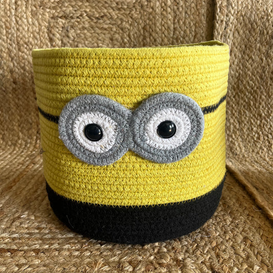 Minion Jute Round Basket Storage Organizer- Eco-Friendly and Washable