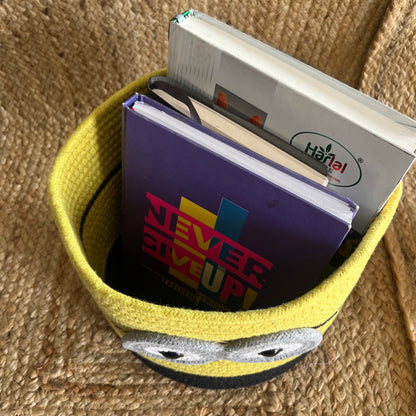 Minion Jute Round Basket Storage Organizer- Eco-Friendly and Washable