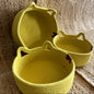 Jute Storage Baskets Multi-Purpose Organizer - YELLOW SET OF 3 (SMALL, MEDIUM, LARGE)