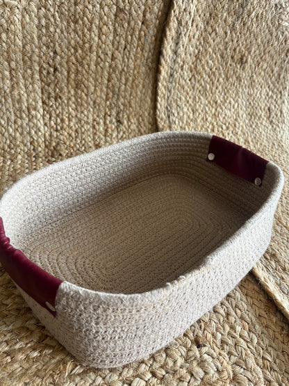 Jute Long Rectangle Storage Organizer Basket